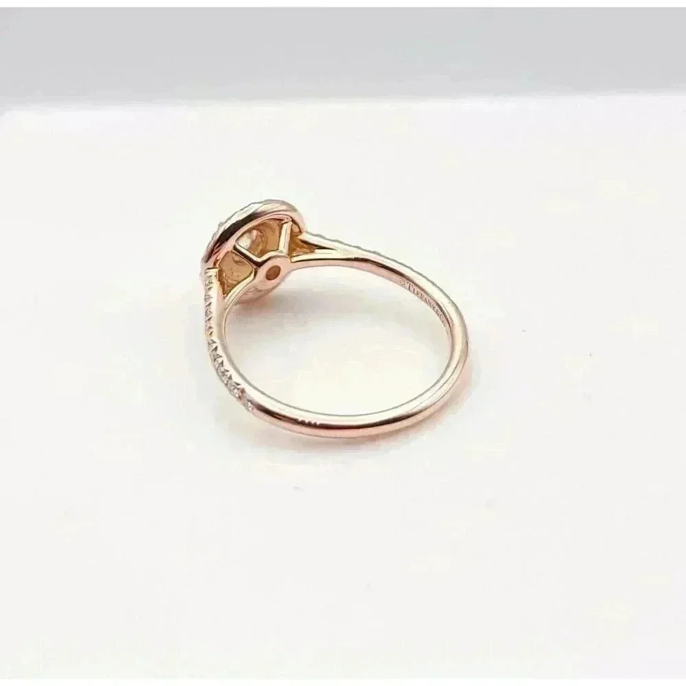 Tiffany & Co 18kt Rose Gold Soleste Diamond Halo Engagement Ring Size 4.5